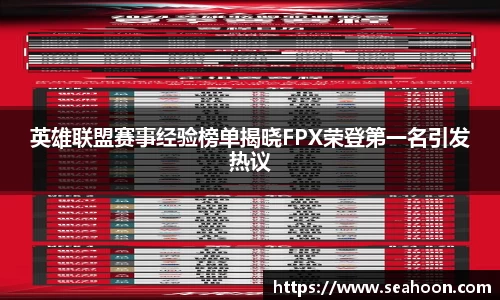 英雄联盟赛事经验榜单揭晓FPX荣登第一名引发热议